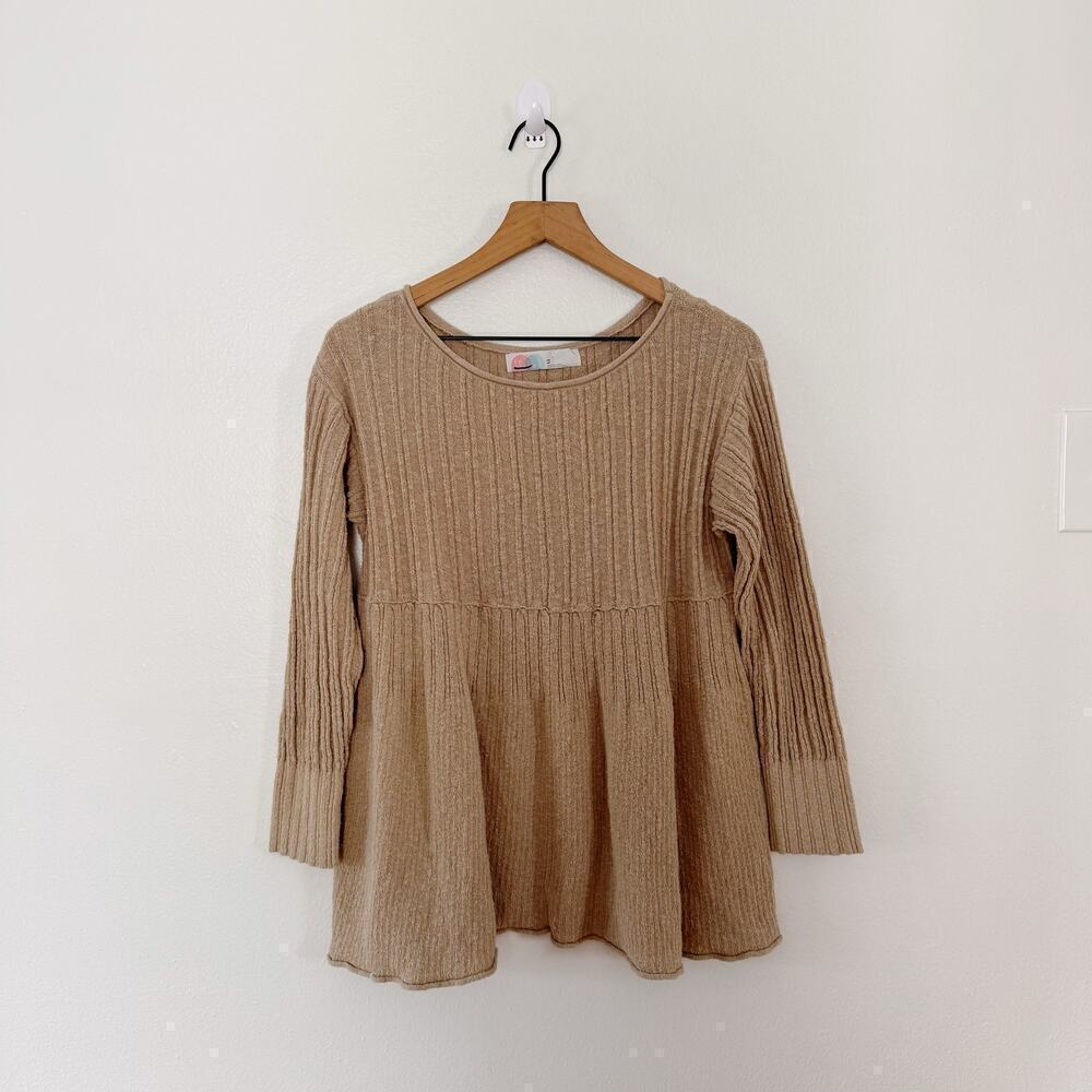 Free People Beach Women's Delancey Brown Ribbed Baby Doll Top Size XS